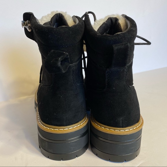 NWT Womens Sherpa Combat Black Boots Memory Foam - Picture 6 of 6